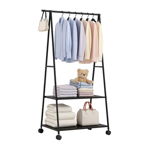 Cecaro Group Stand Appendiabiti con Ruote Nero 160x55x42 cm