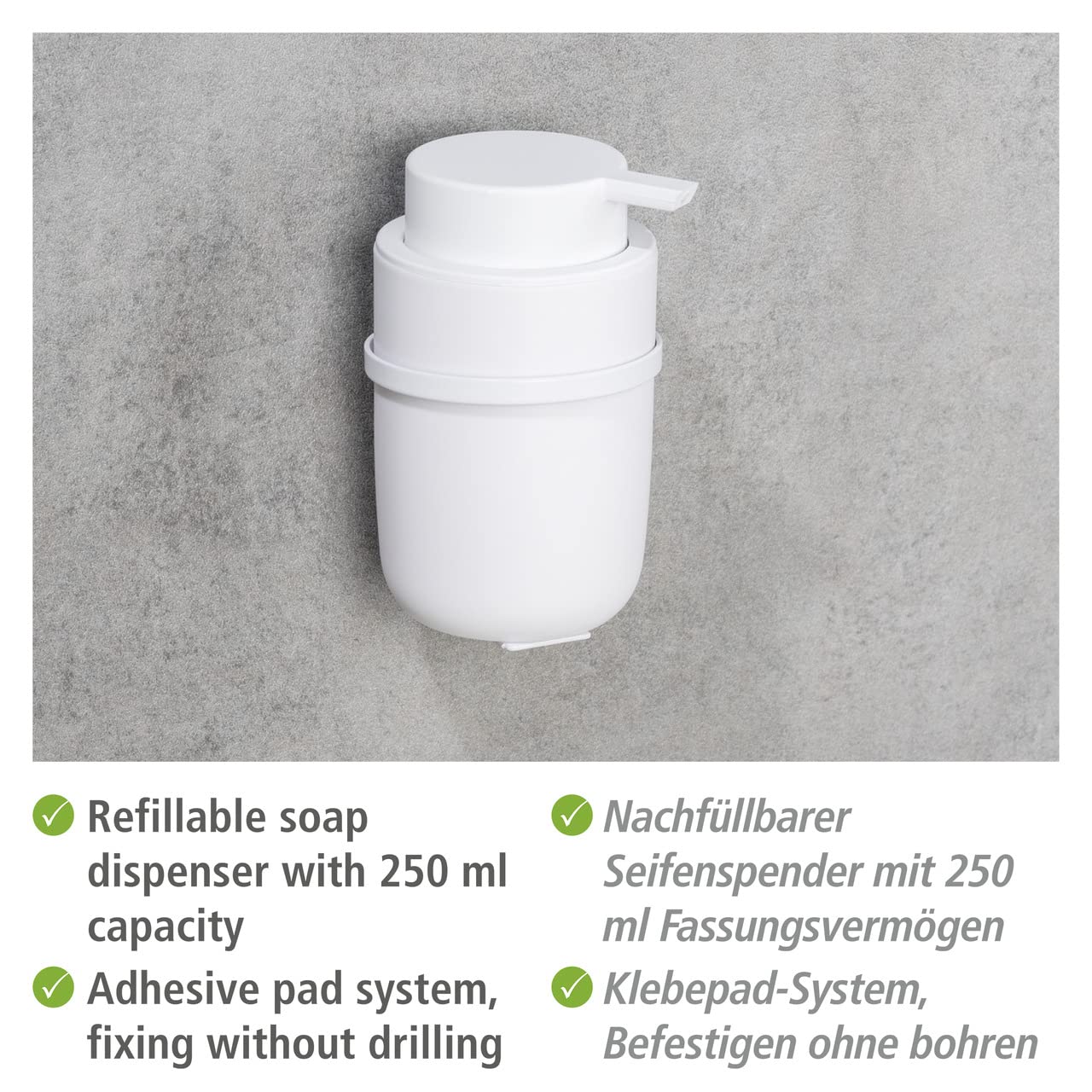 Wenko Turbo-Loc Carpino dispenser sapone 250 ml senza forare