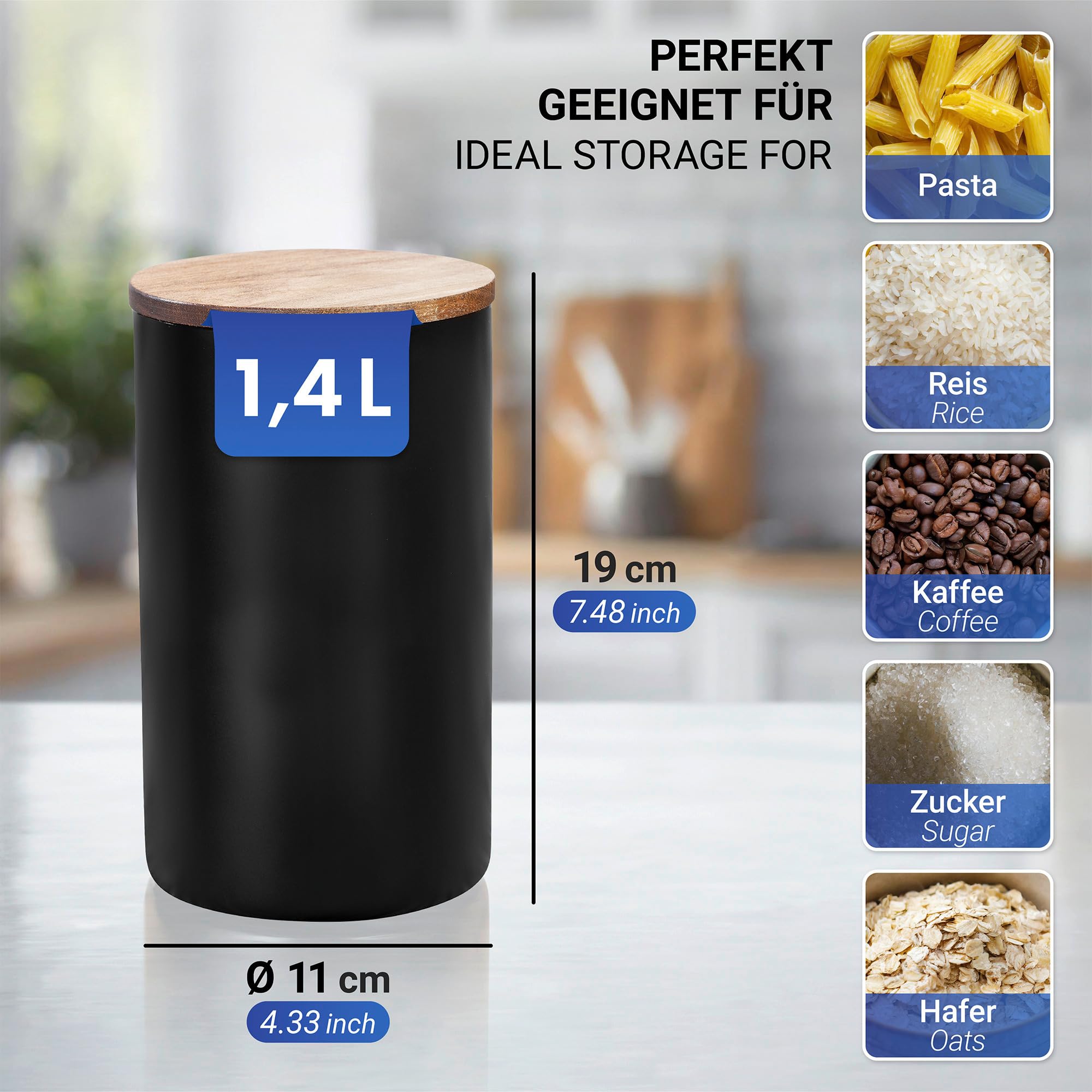 Wenko Mio contenitore vetro 1,4 l nero ermetico
