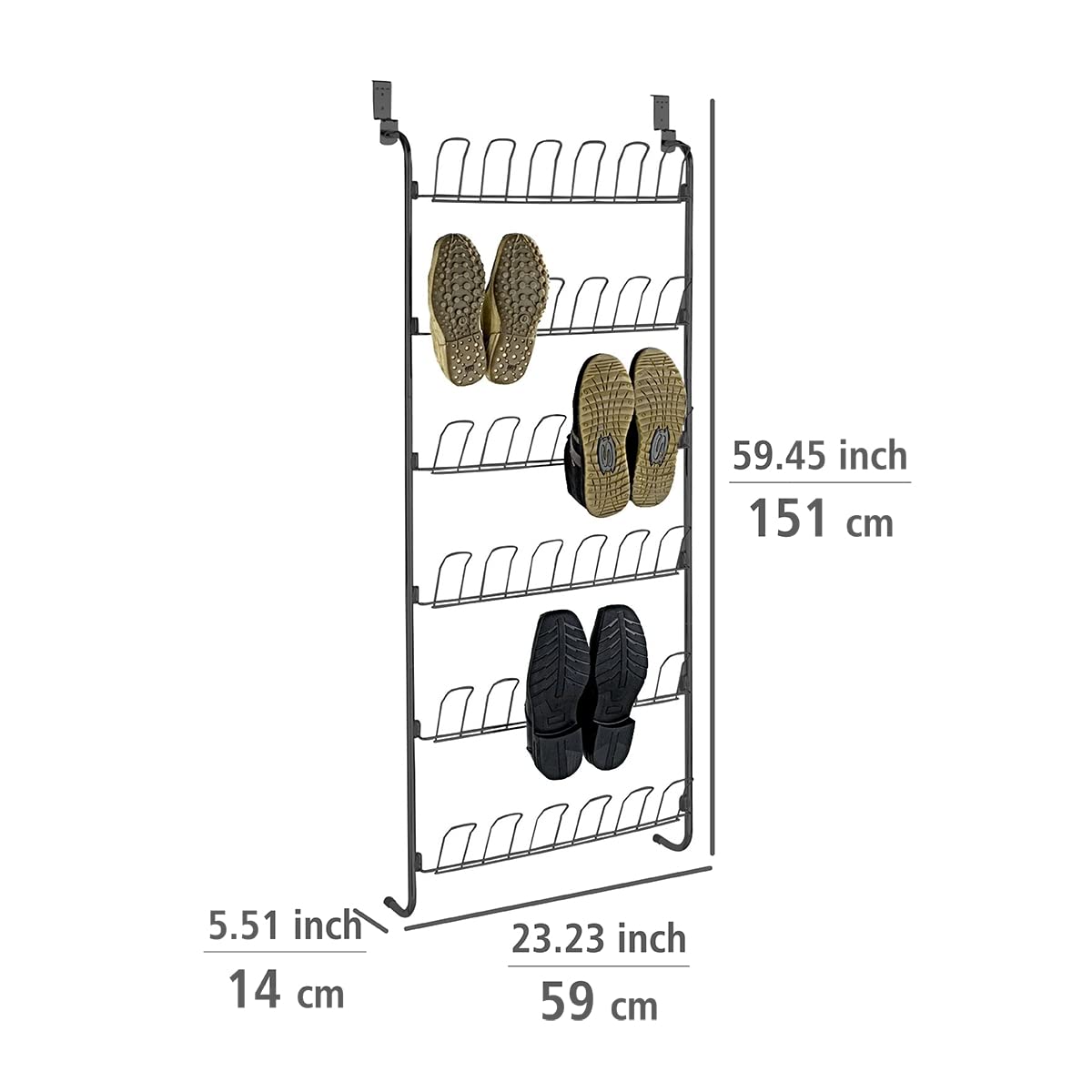 Wenko Scarpiera da Porta 18 Paia Nera 59x151 cm