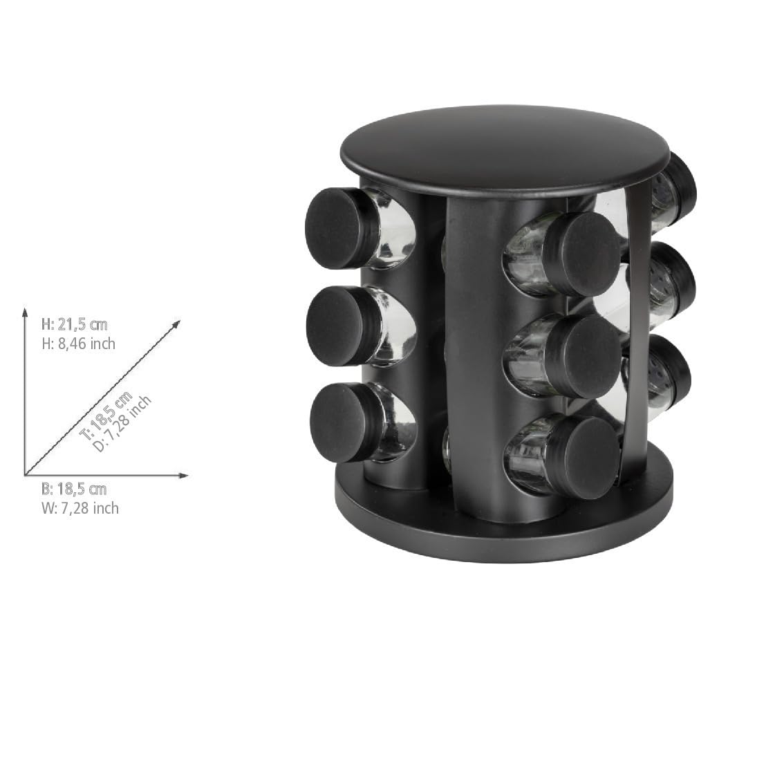 Wenko Bruna Portaspezie Girevole 13 Pezzi Nero 100 ml