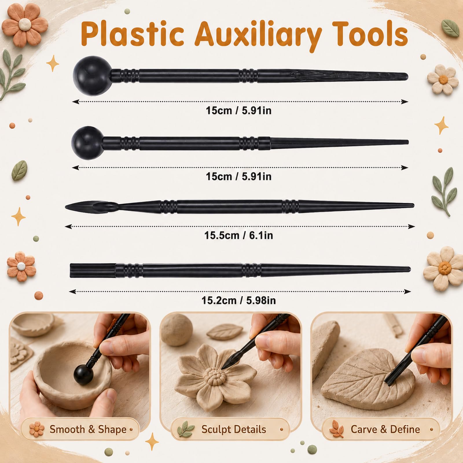 Quelcc Set 25 Attrezzi Argilla Modellismo con Borsa Acciaio Legno