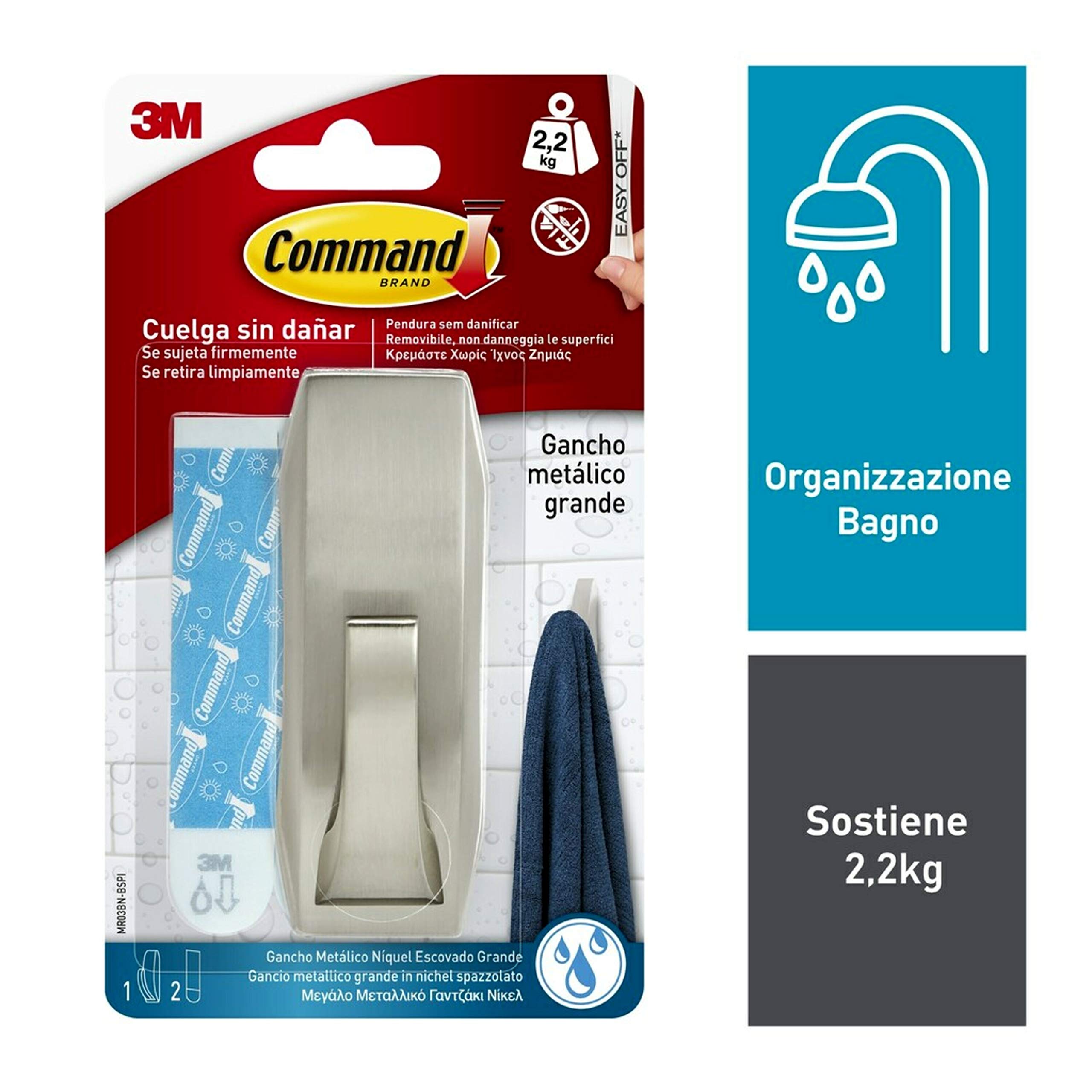 Command Gancio Adesivo M Bianco 1 Pezzo Senza Forare