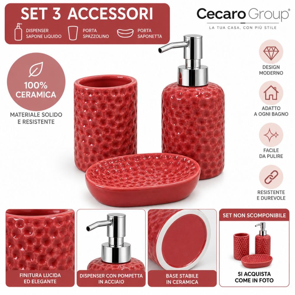 Cecaro Group set bagno 3 pezzi ceramica colorato a bolle