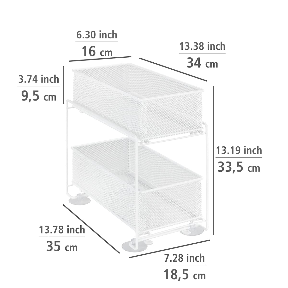 Wenko Gioma scaffale divisorio bianco 2 cestelli metallo