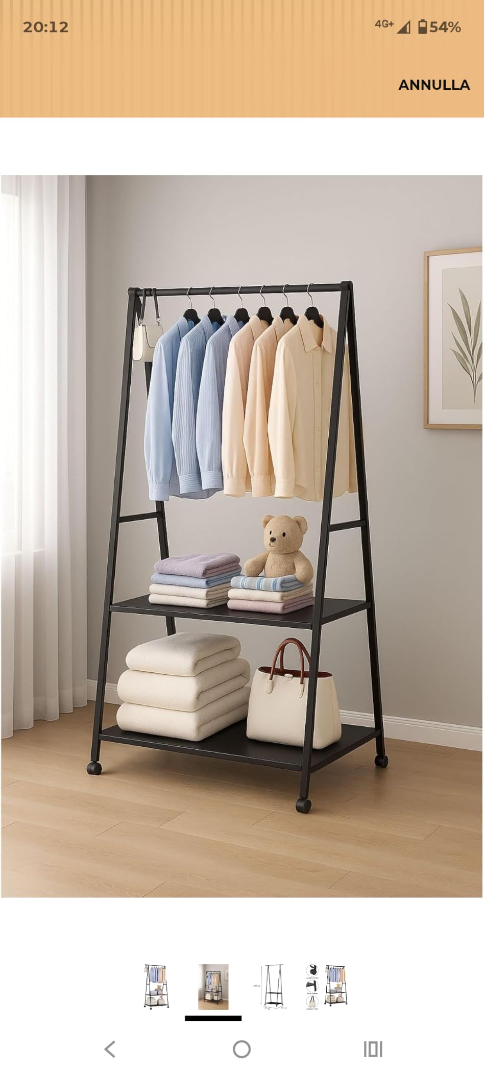 Cecaro Group Stand Appendiabiti con Ruote Nero 160x55x42 cm