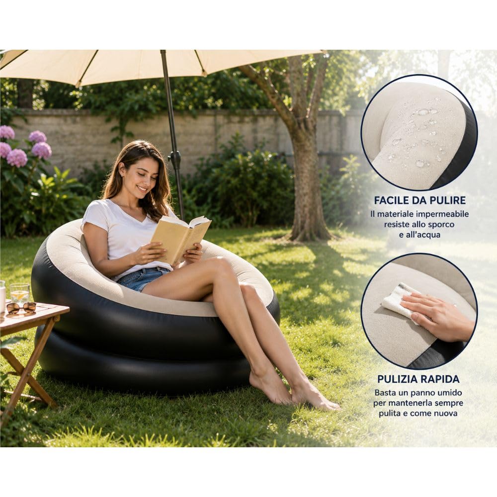Cecaro Group poltrona gonfiabile 100 kg interni esterni assortita