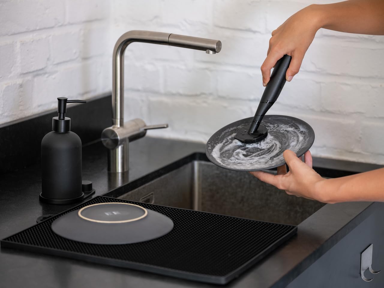 Wenko Piedo set cucina dispenser 400 ml nero 3 pezzi