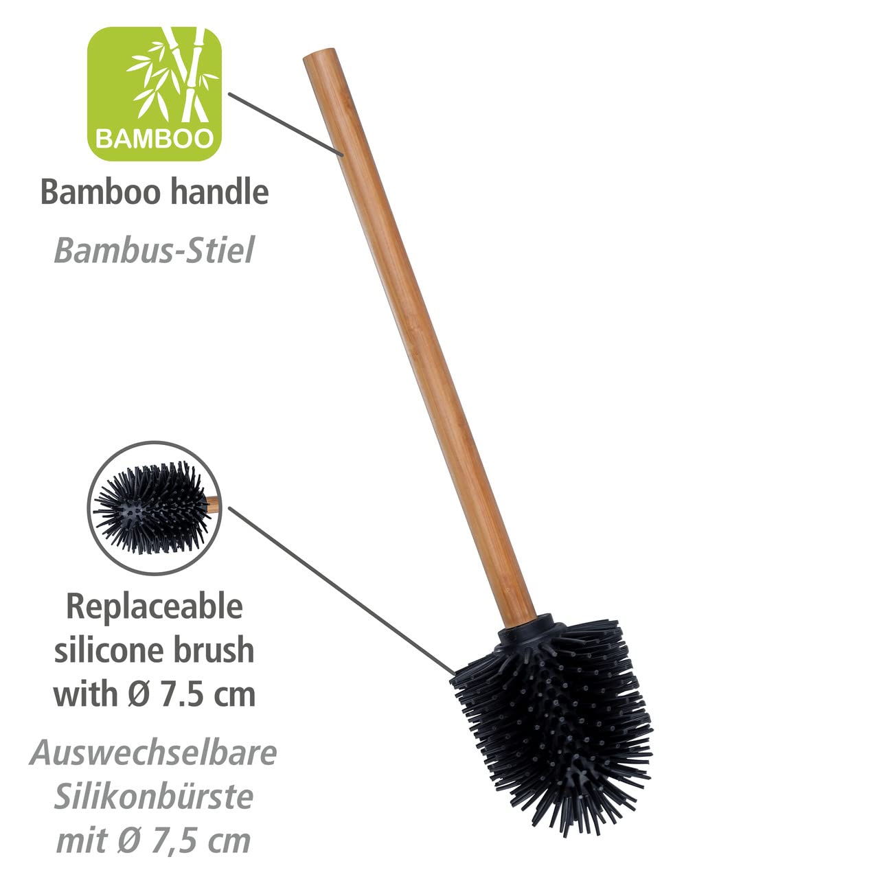 Wenko Scopino WC Silicone Bambù 25360100 Nero 35 cm
