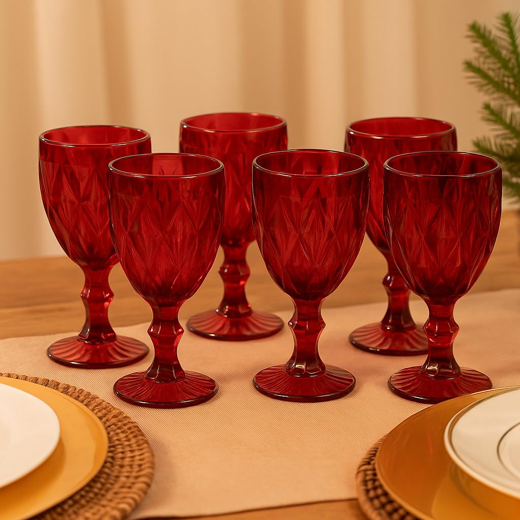 Cecaro Group Set 6 Calici Vetro Rosso 320 ml Natalizi