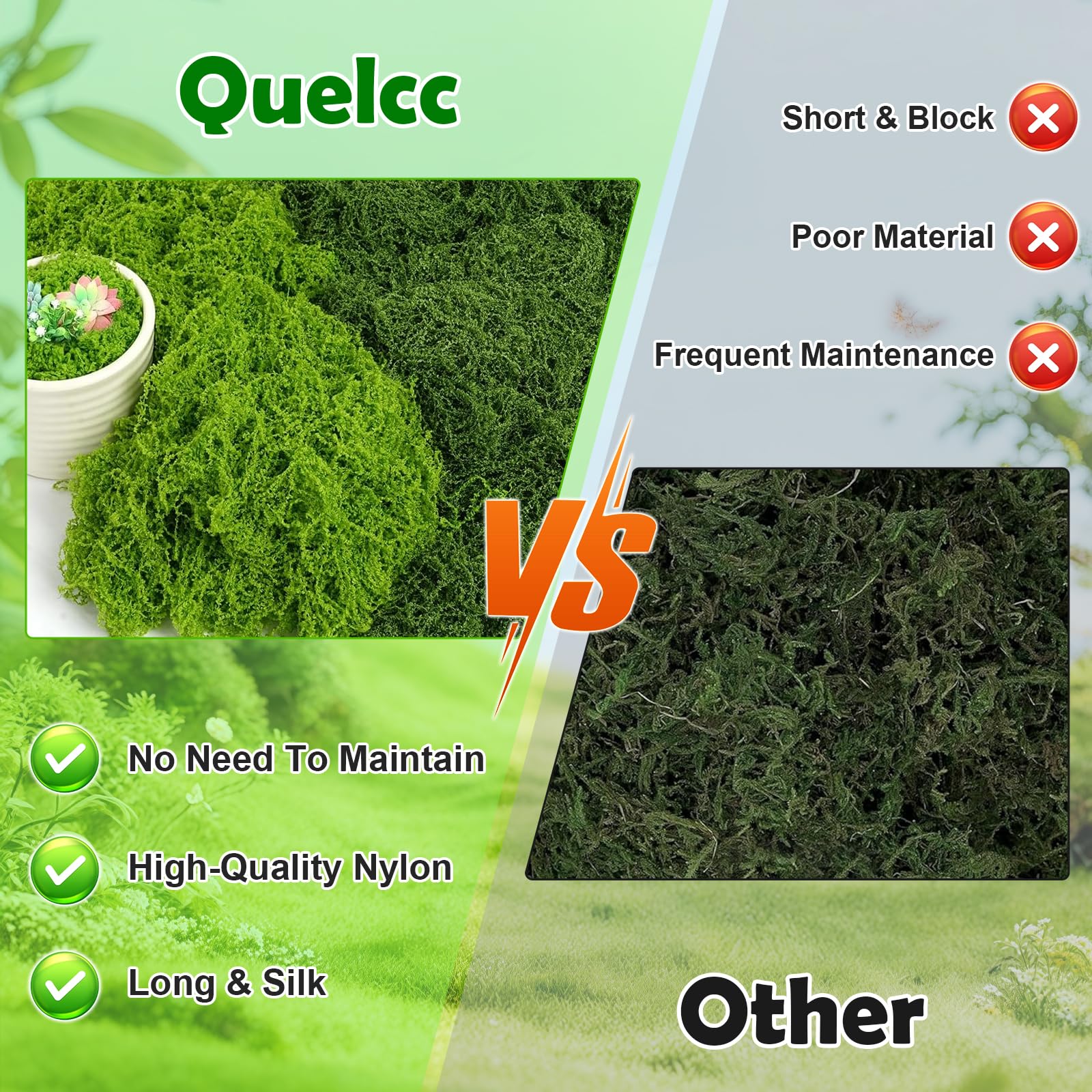 Quelcc Muschio Finto Stabilizzato 100g Verde Chiaro Scuro