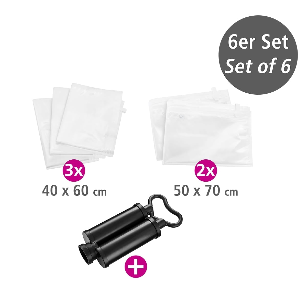 Wenko Sacchetti Sottovuoto Viaggio 31 cm Set da 6