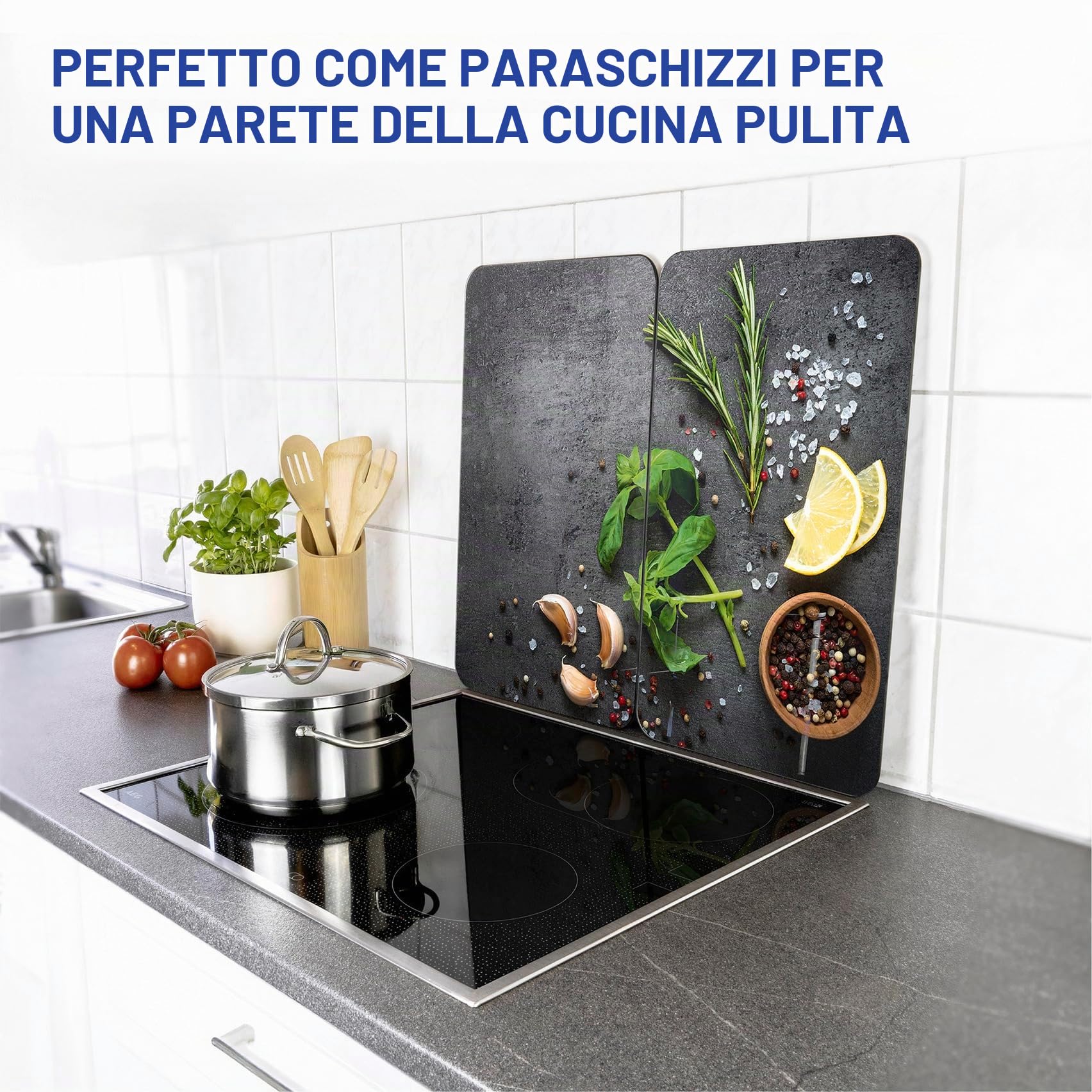 WENKO Universale Erbe aromatiche coprifornelli vetro 2 pezzi 30x52