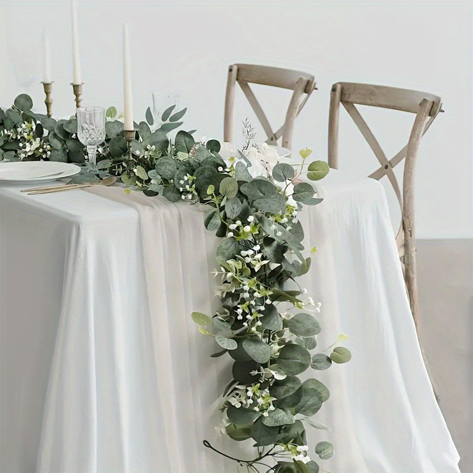 Lxoraziy ghirlanda eucalipto artificiale verde 180 cm 2pz