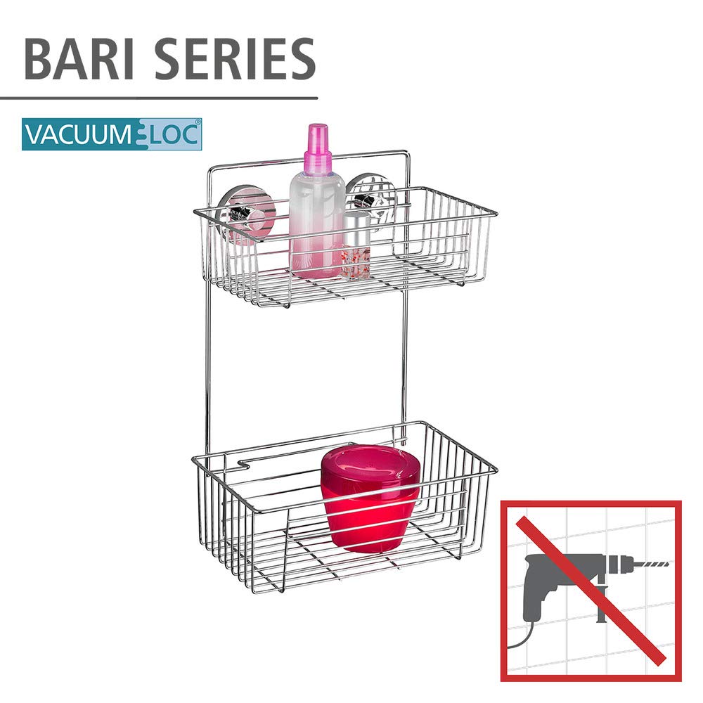 Wenko Vacuum-Loc Bari mensola 2 piani cromo