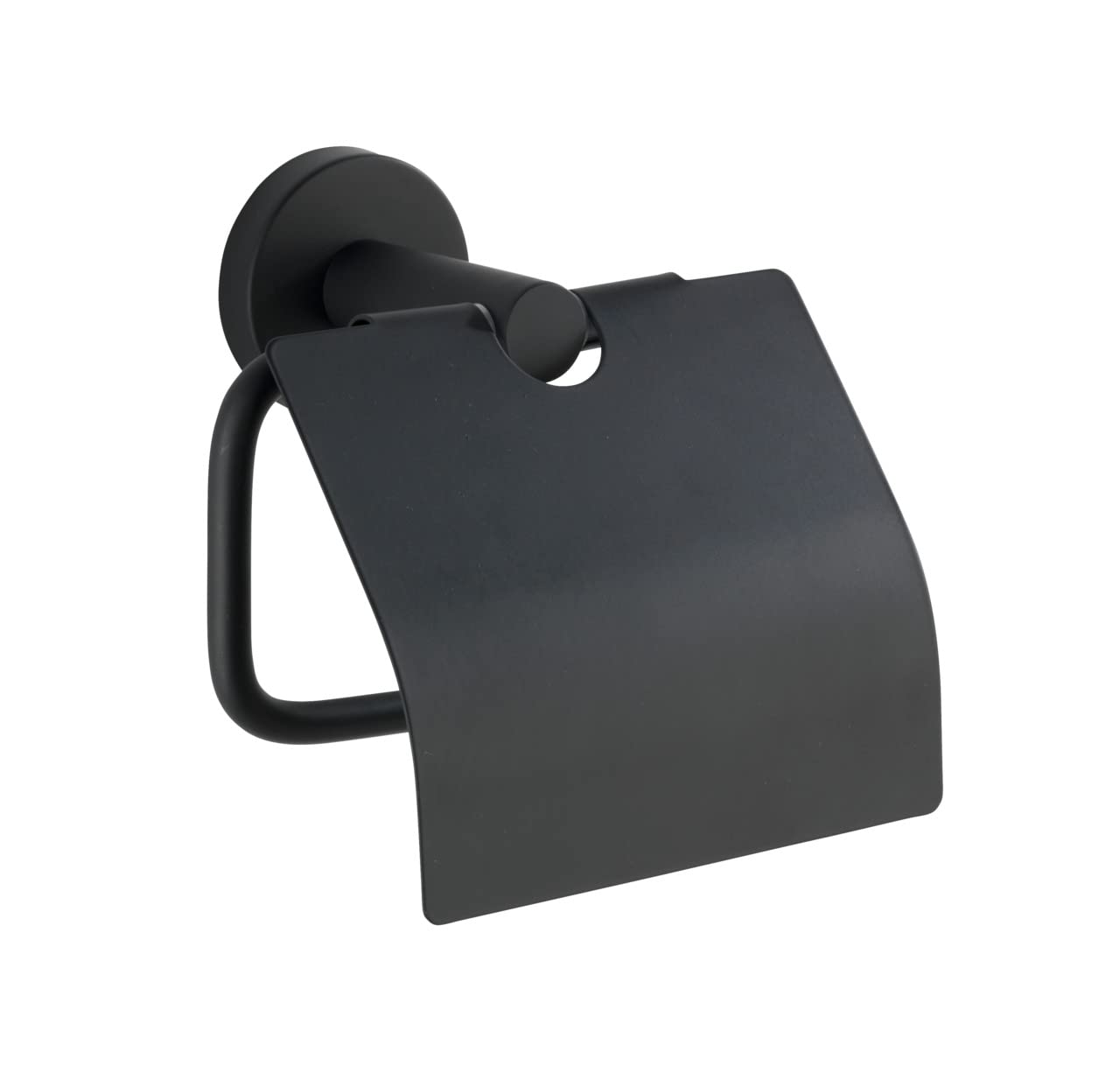 Wenko Bosio portarotolo carta igienica con coperchio nero opaco