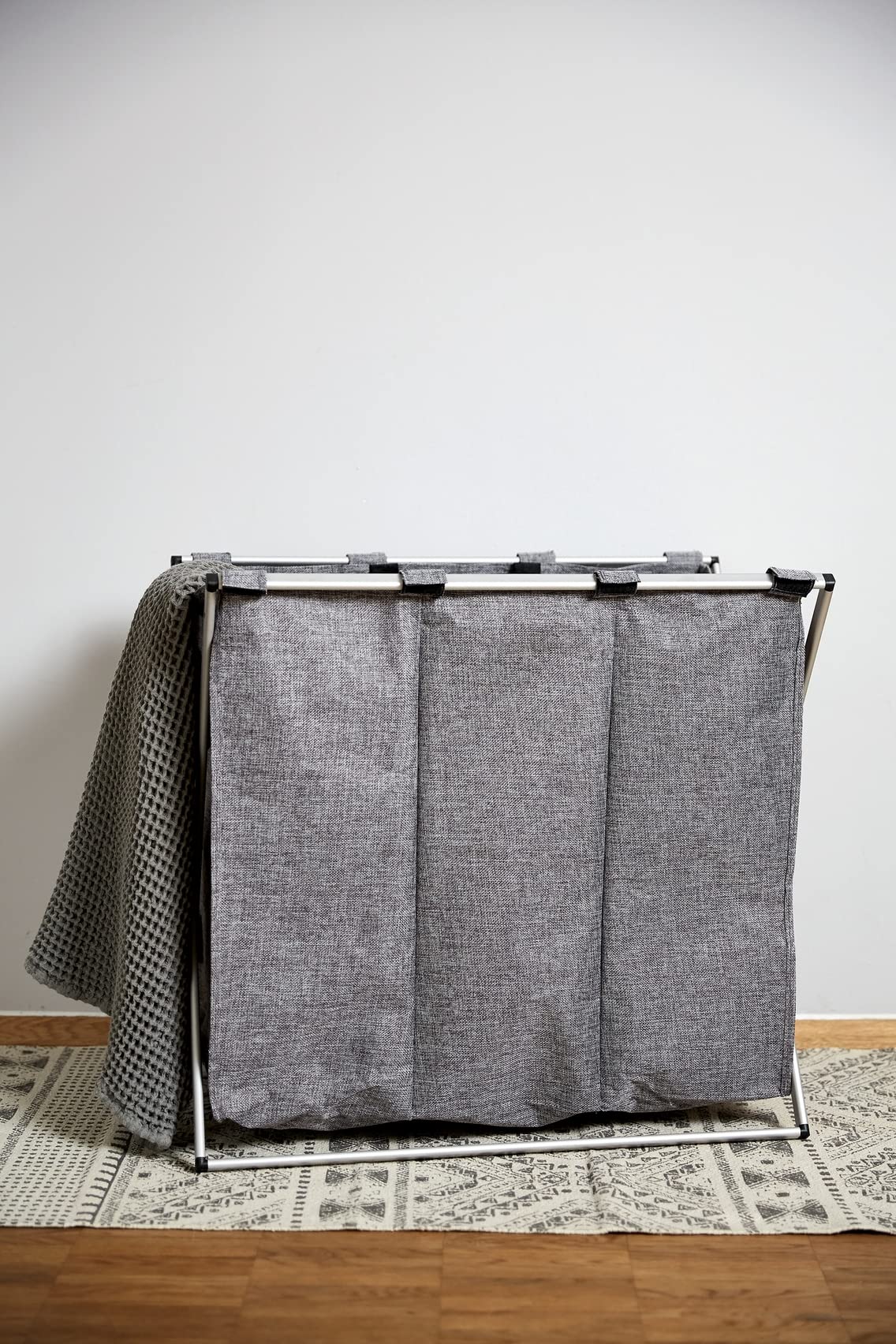 Wenko Trio cesto portabiancheria grigio melange 130 L