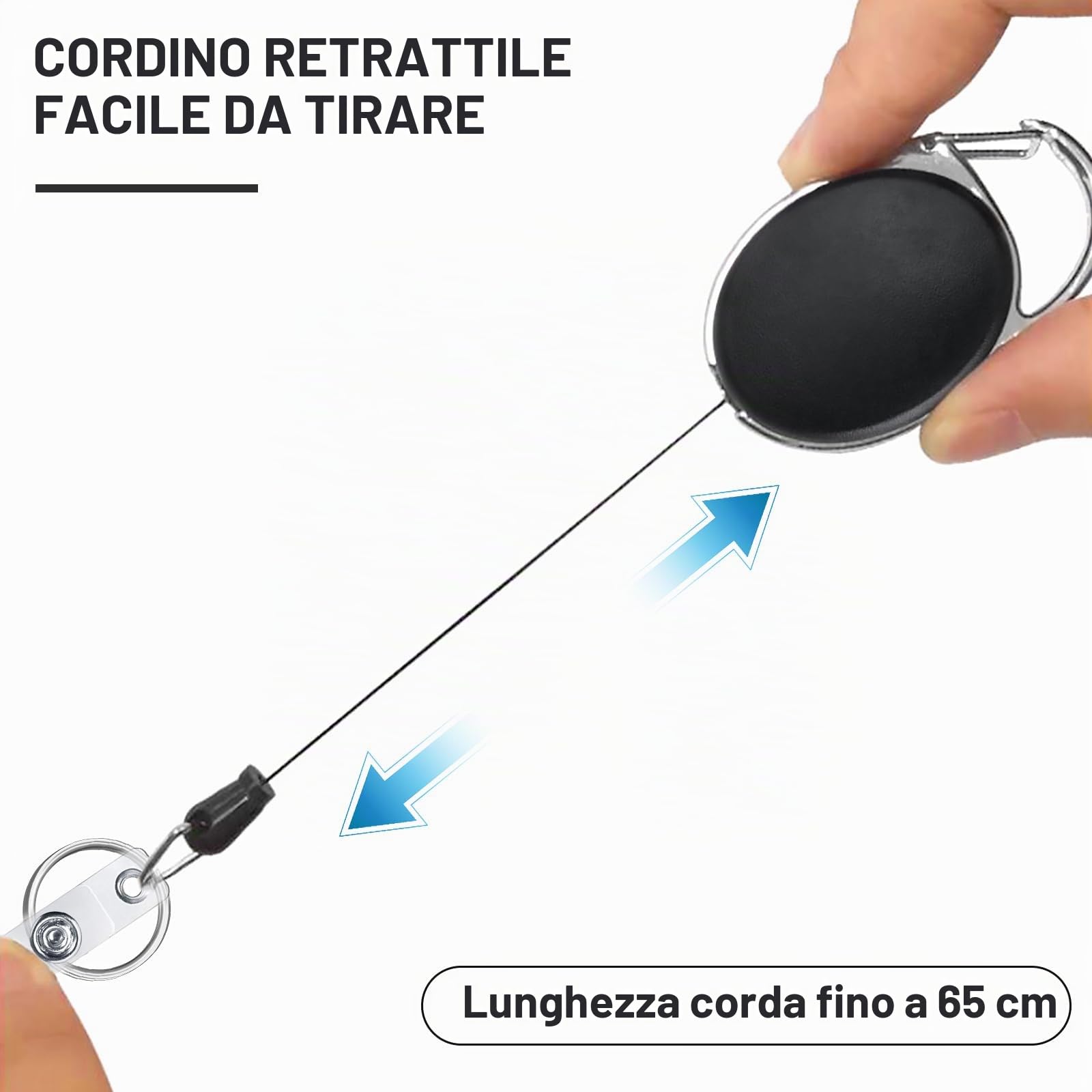 Quelcc Portachiavi Retrattile 2 Pezzi Cavo 65 cm