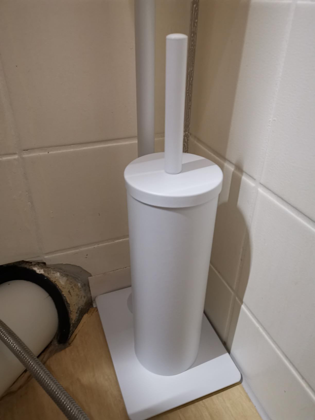 Wenko Hella scopino WC con portarotolo acciaio bianco