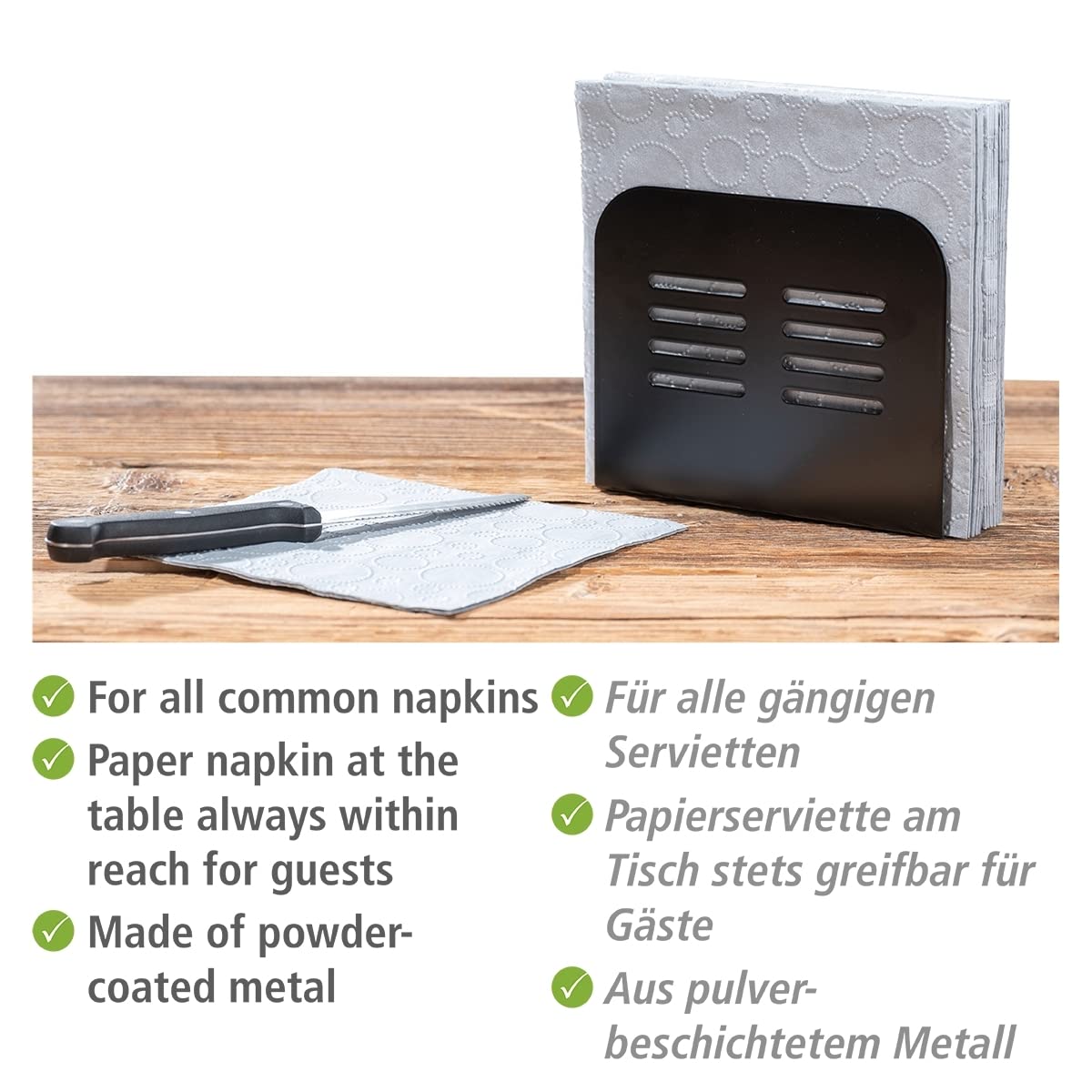 Wenko Baco Portatovaglioli 15x12,5x4 cm Nero Metallo