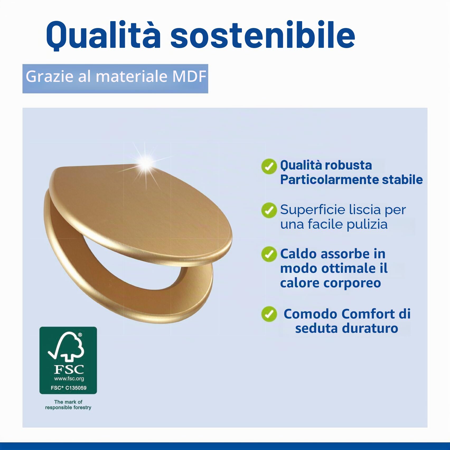 Wenko Aldeno copriwater MDF oro opaco 37x41 cm