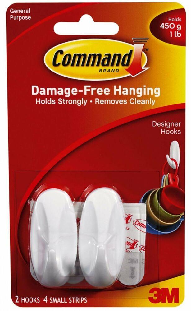 Command 16964 Gancio Ovale Adesivo M Bianco Impermeabile 2 Pezzi