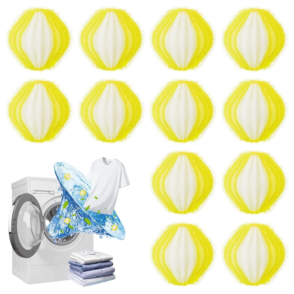 Quelcc Palline Bucato Gialle 12 Pezzi Antipelo 3,5 cm