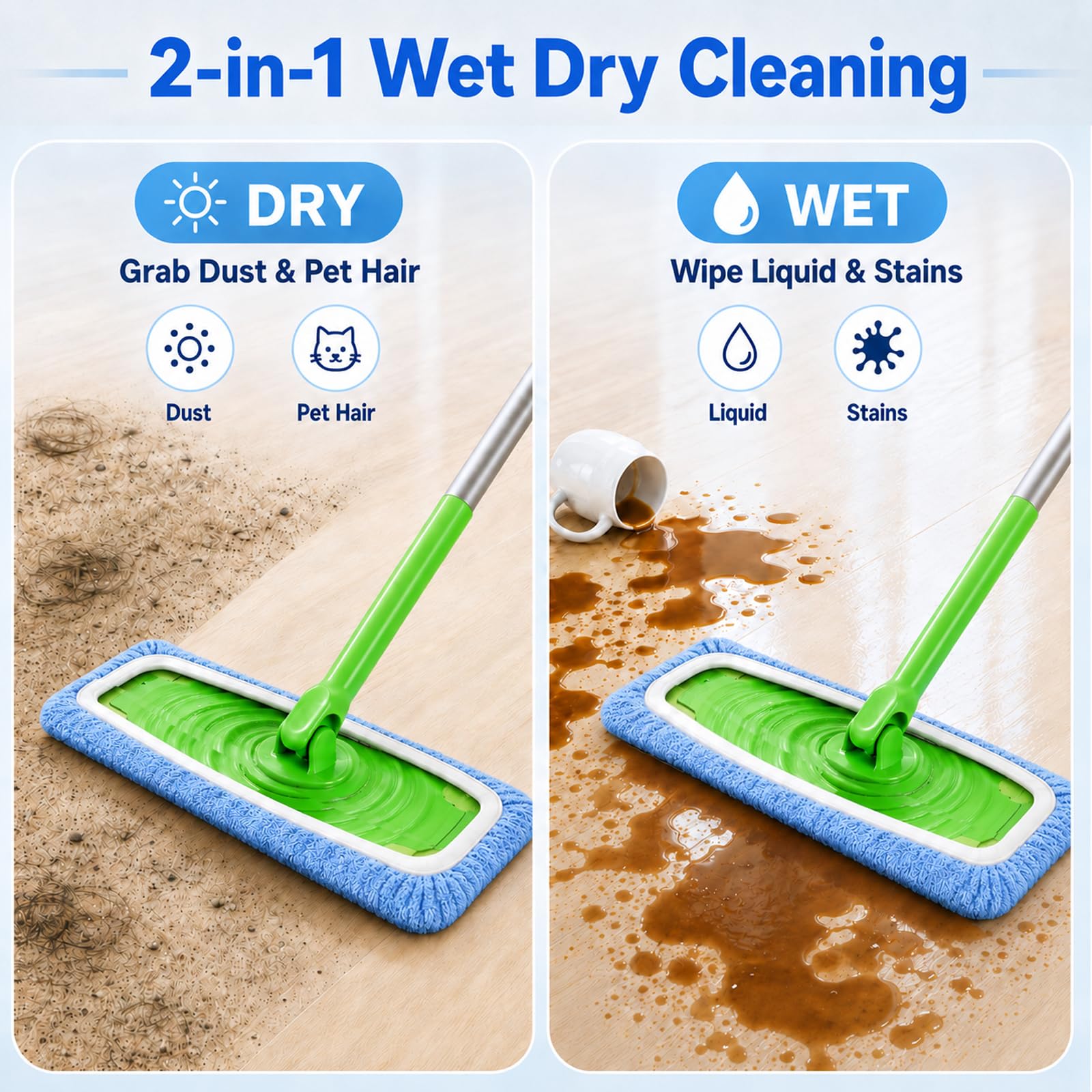 Quelcc Panni Microfibra Pavimenti Swiffer 10 Pezzi Blu Lavabili