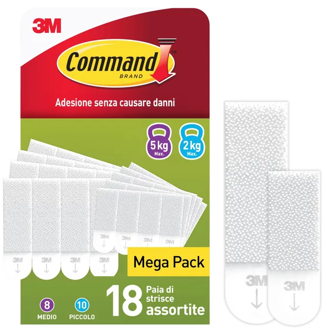 Command appendiquadri strisce adesive bianche 18 coppie