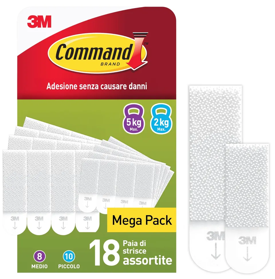Command appendiquadri strisce adesive bianche 18 coppie