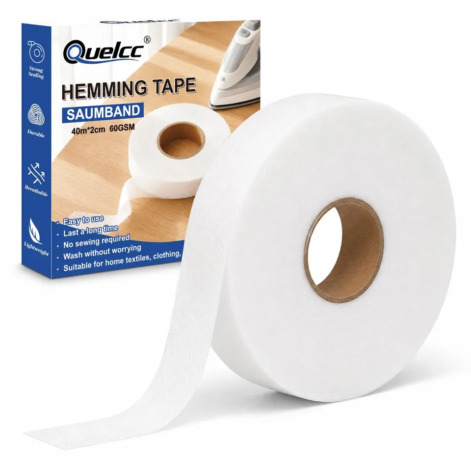 Quelcc Nastro Termoadesivo Tessuti Bianco 40 Metri 60GSM