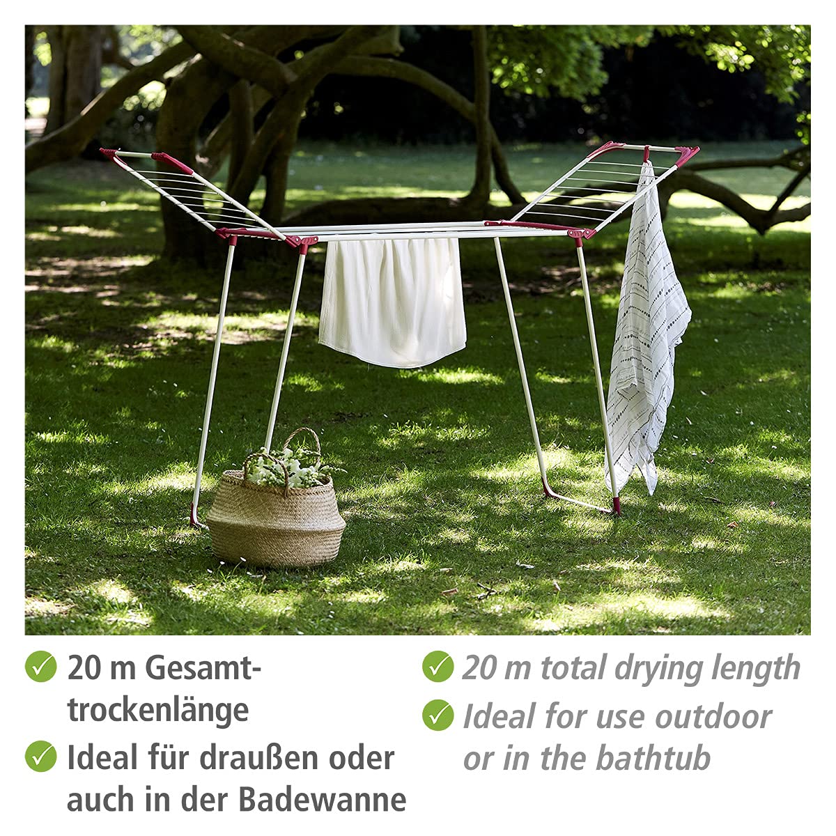 Wenko Summer Dry stendibiancheria 13 m bianco pieghevole 153 cm