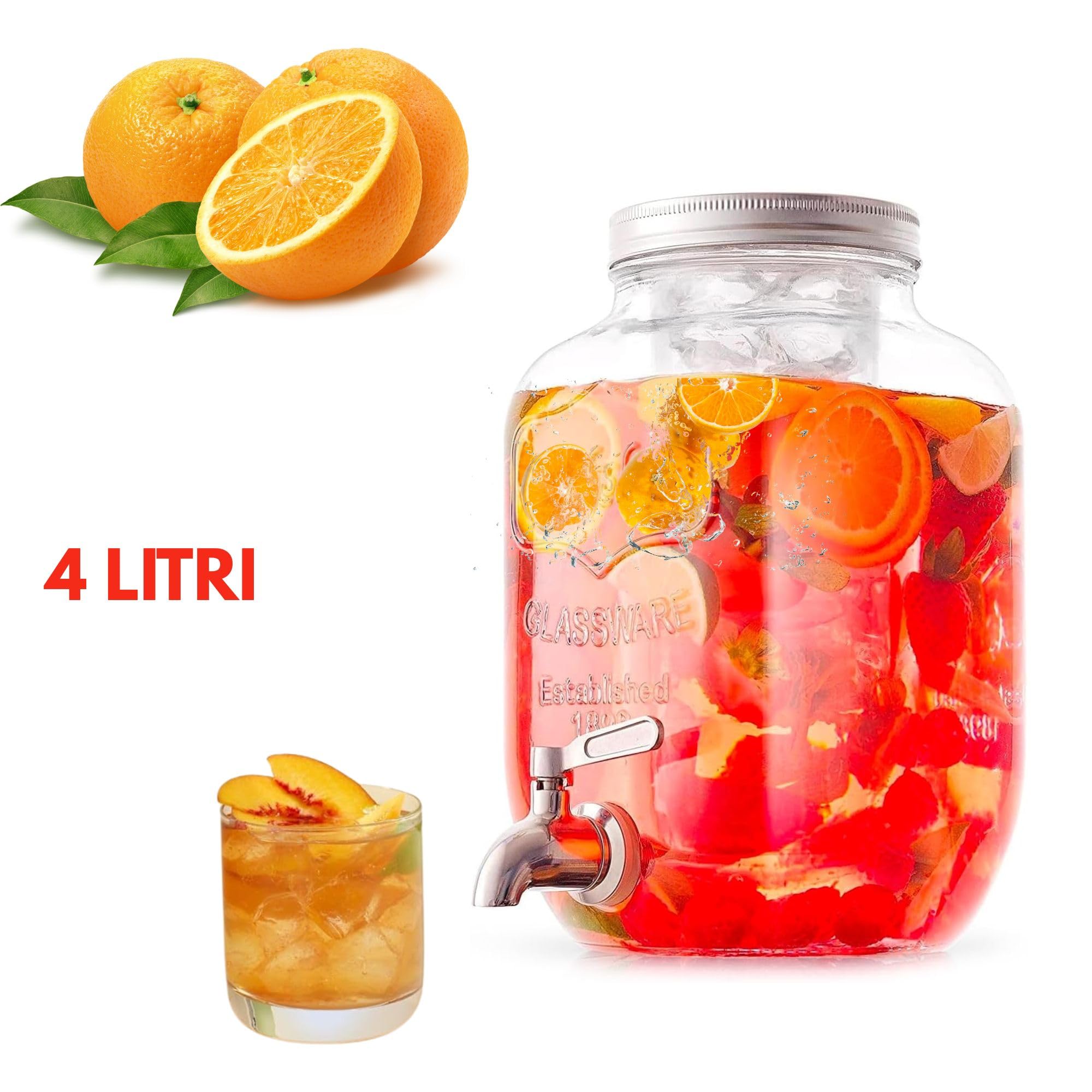 Cecaro Group dispenser vetro 3,5L rubinetto bevande fredde