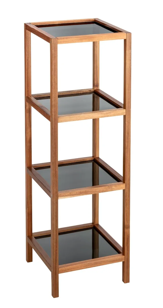 Wenko Fondi scaffale bagno 4 ripiani acacia vetro 36x112x36 cm