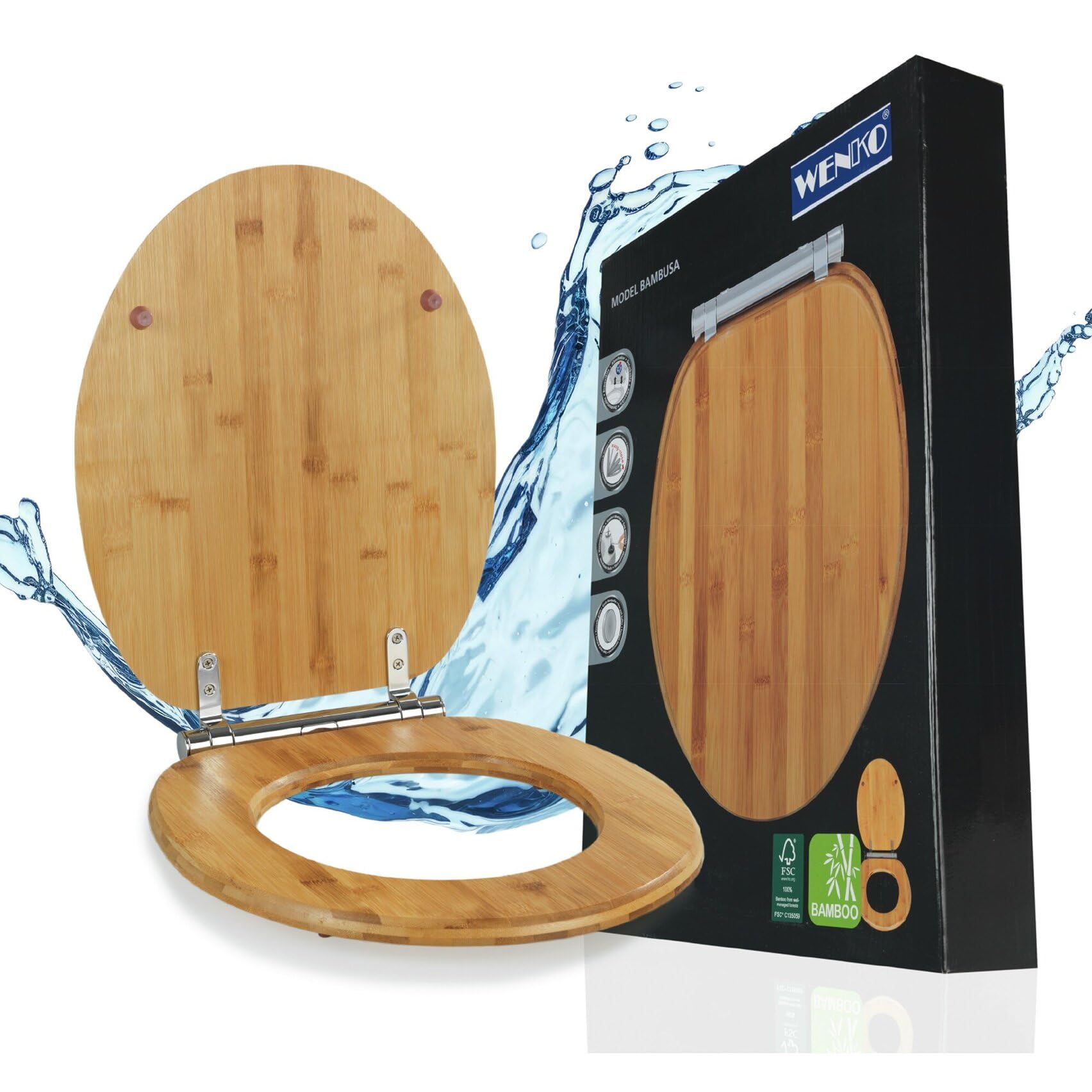 Wenko Bambusa sedile wc bambù easy-close 34,5 cm