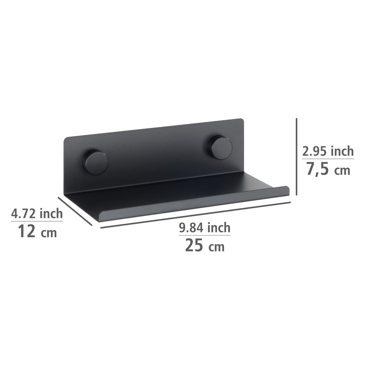 Wenko Jet S mensola parete nero 25x7,5x12 cm