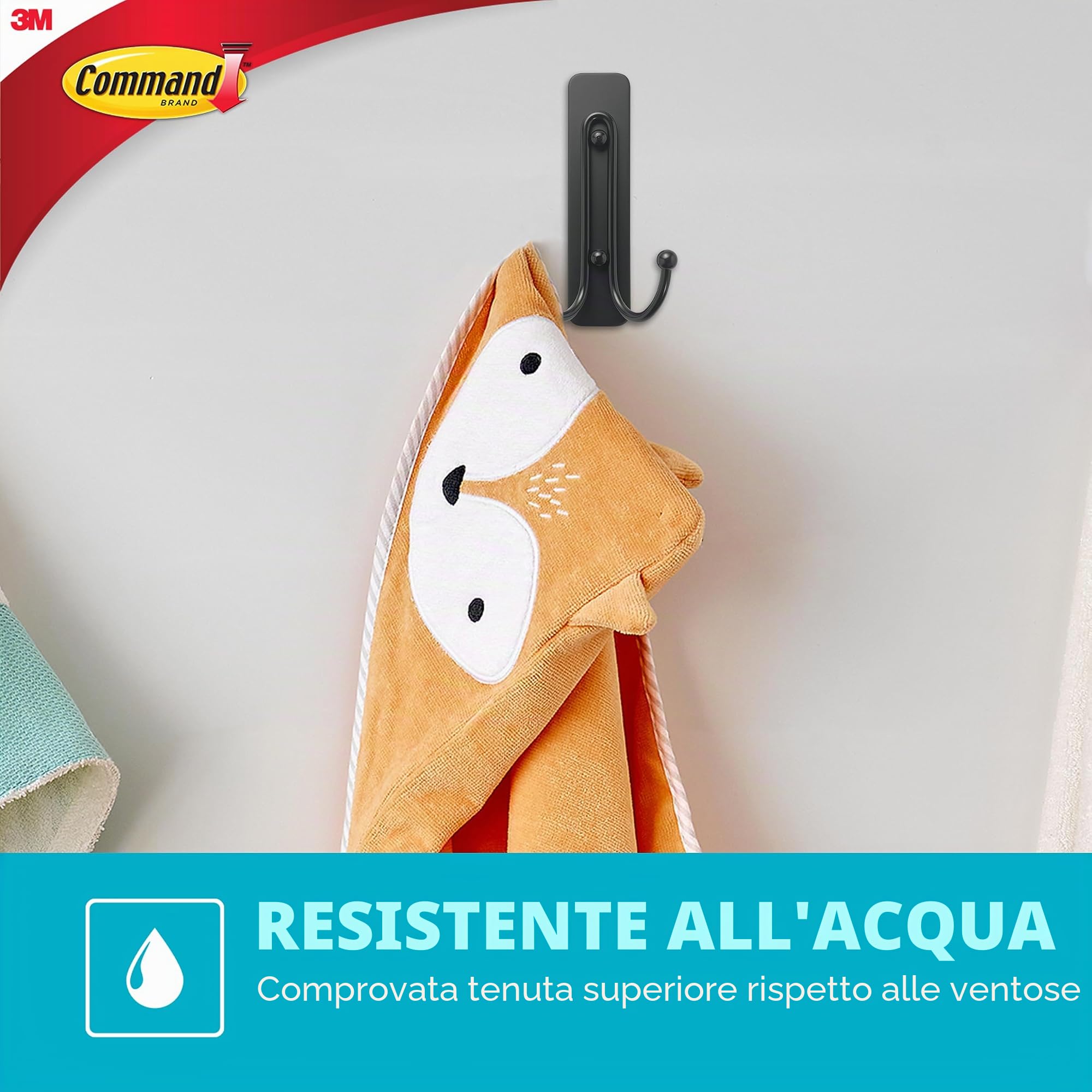 Command Gancio Doppio Grande gancio bagno nero 1,8 kg