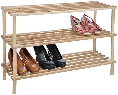 Cecaro Group scarpiera legno 3 ripiani 63x48x26 cm naturale
