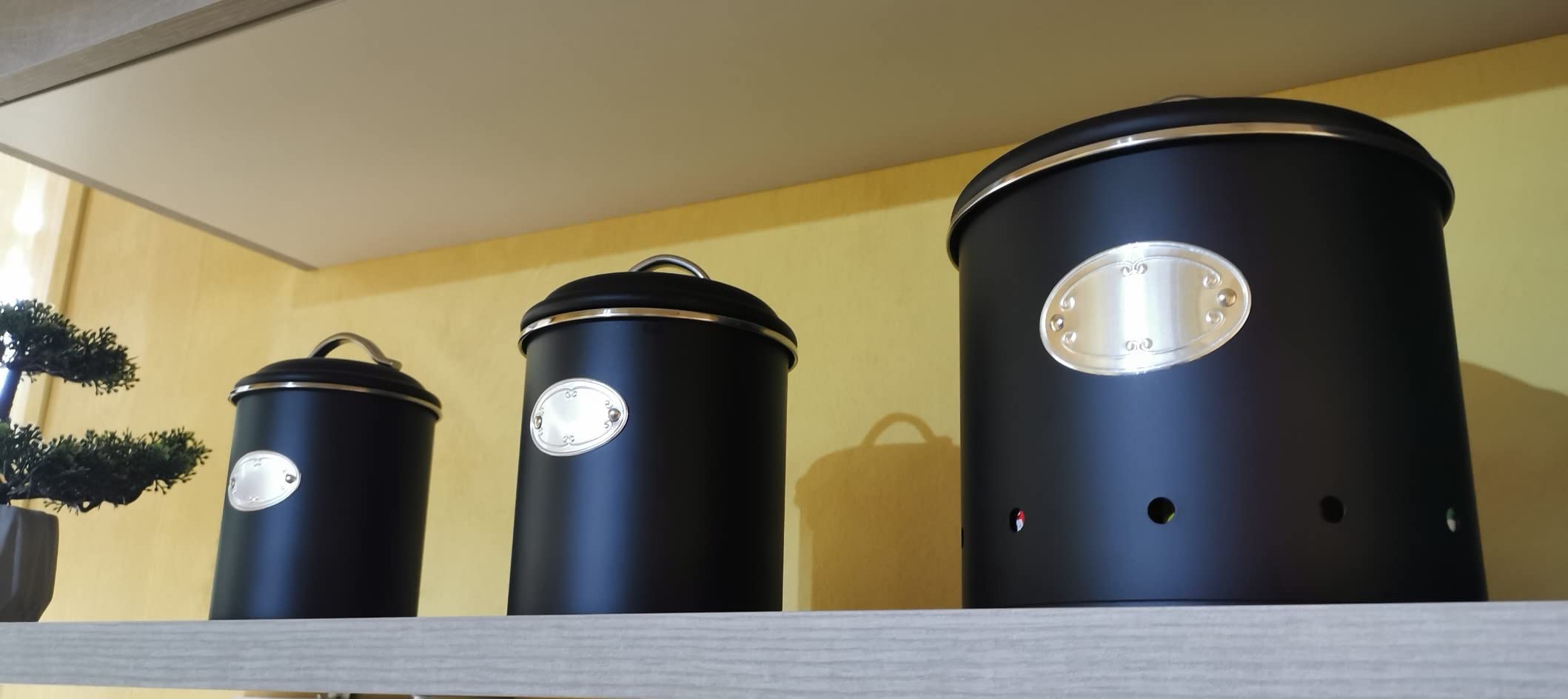 Wenko Barattolo Ermetico Nero 1,6 L Metallo