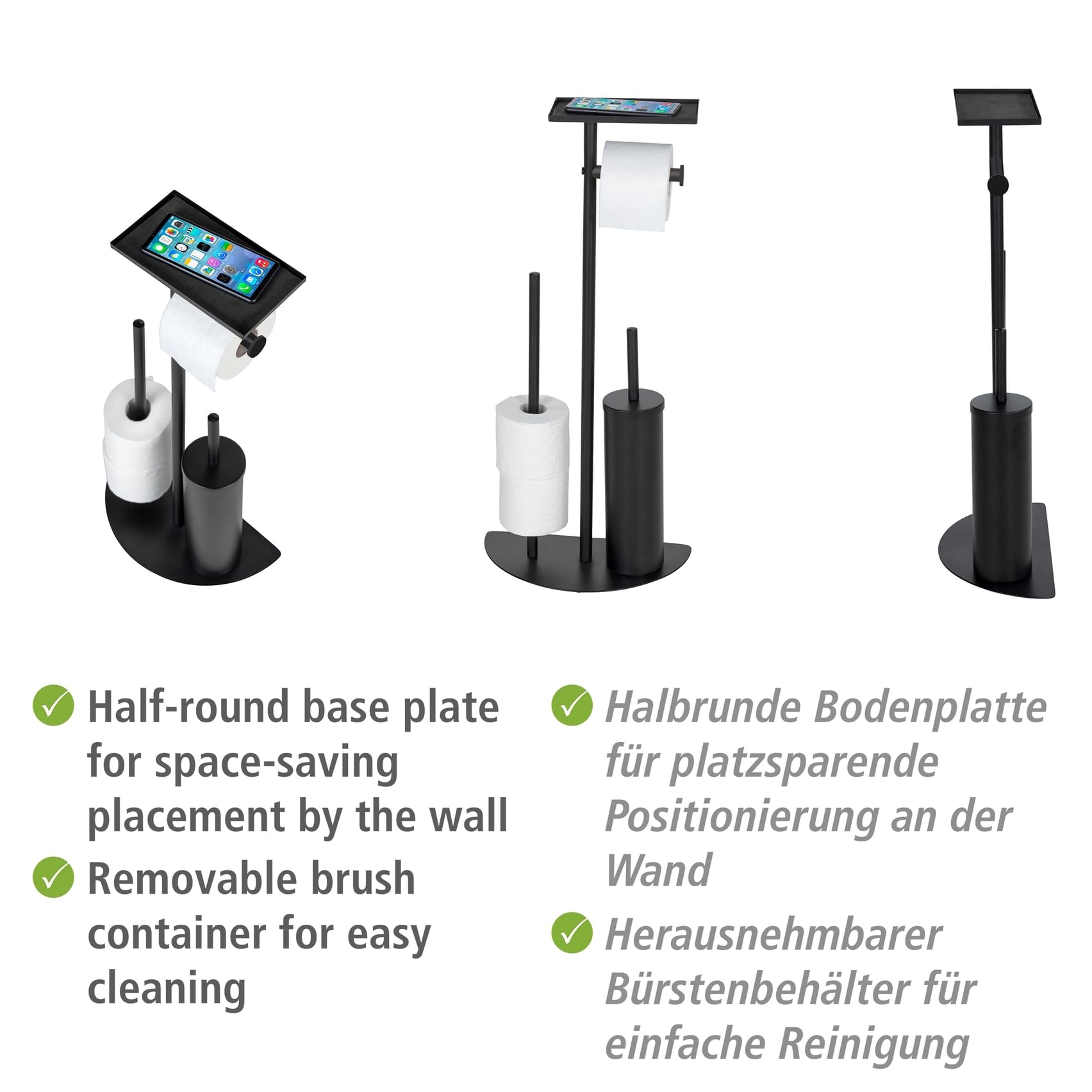 Wenko Cosenza Neo piantana WC 4 in 1 nera con ripiano