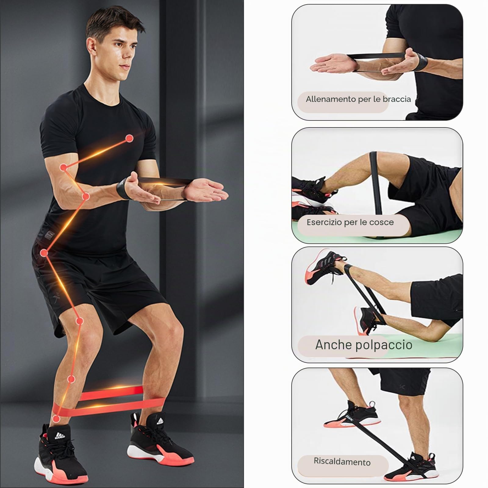Quelcc Elastici Fitness Bande Elastiche 5 Pezzi Lattice