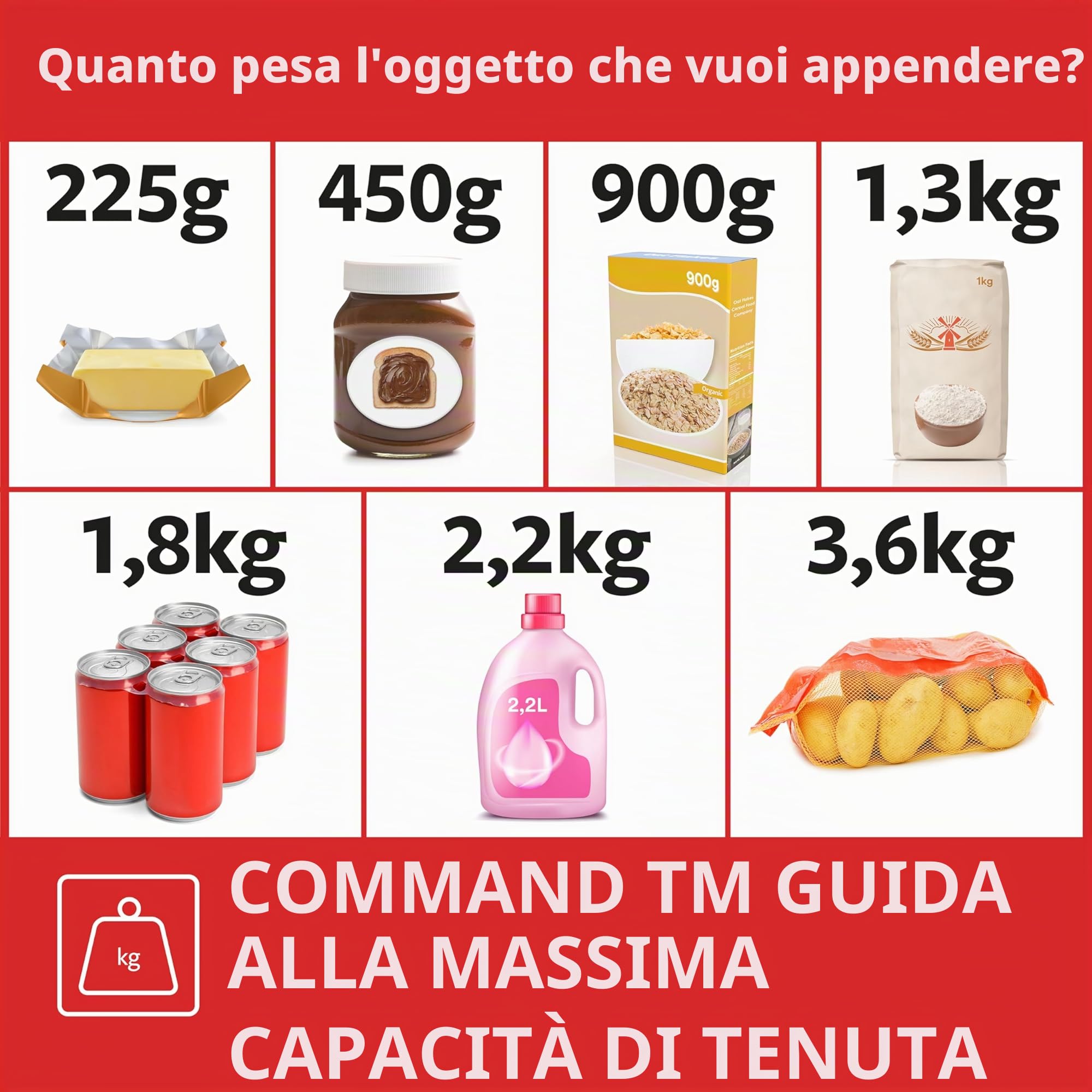Command Ganci medi adesivi bianchi 1,3 kg 7 pezzi