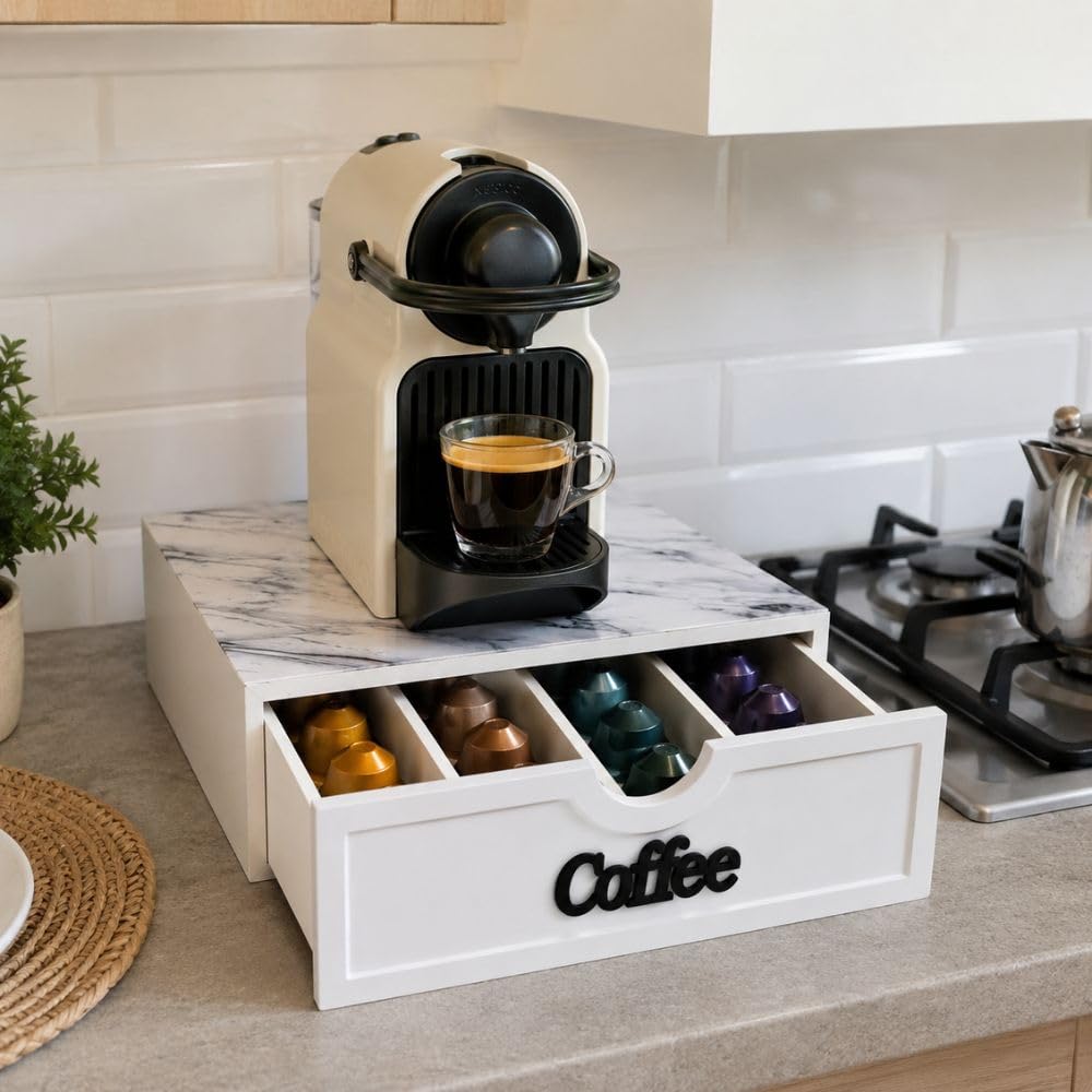 Cecaro Group Portacapsule Cassetto Marmo Nero 30x30x10 cm