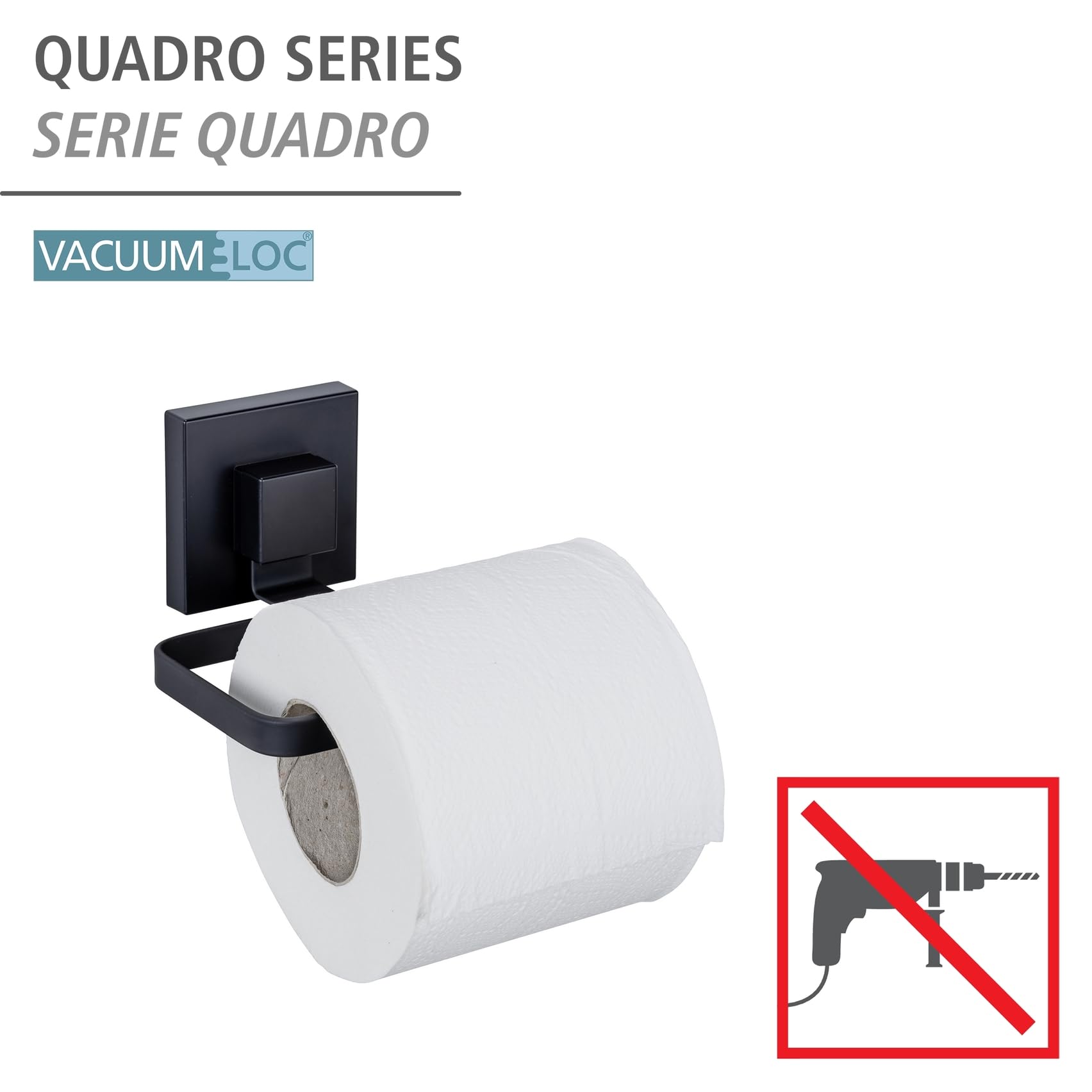 Wenko Vacuum-Loc Quadro portarotolo carta igienica nero