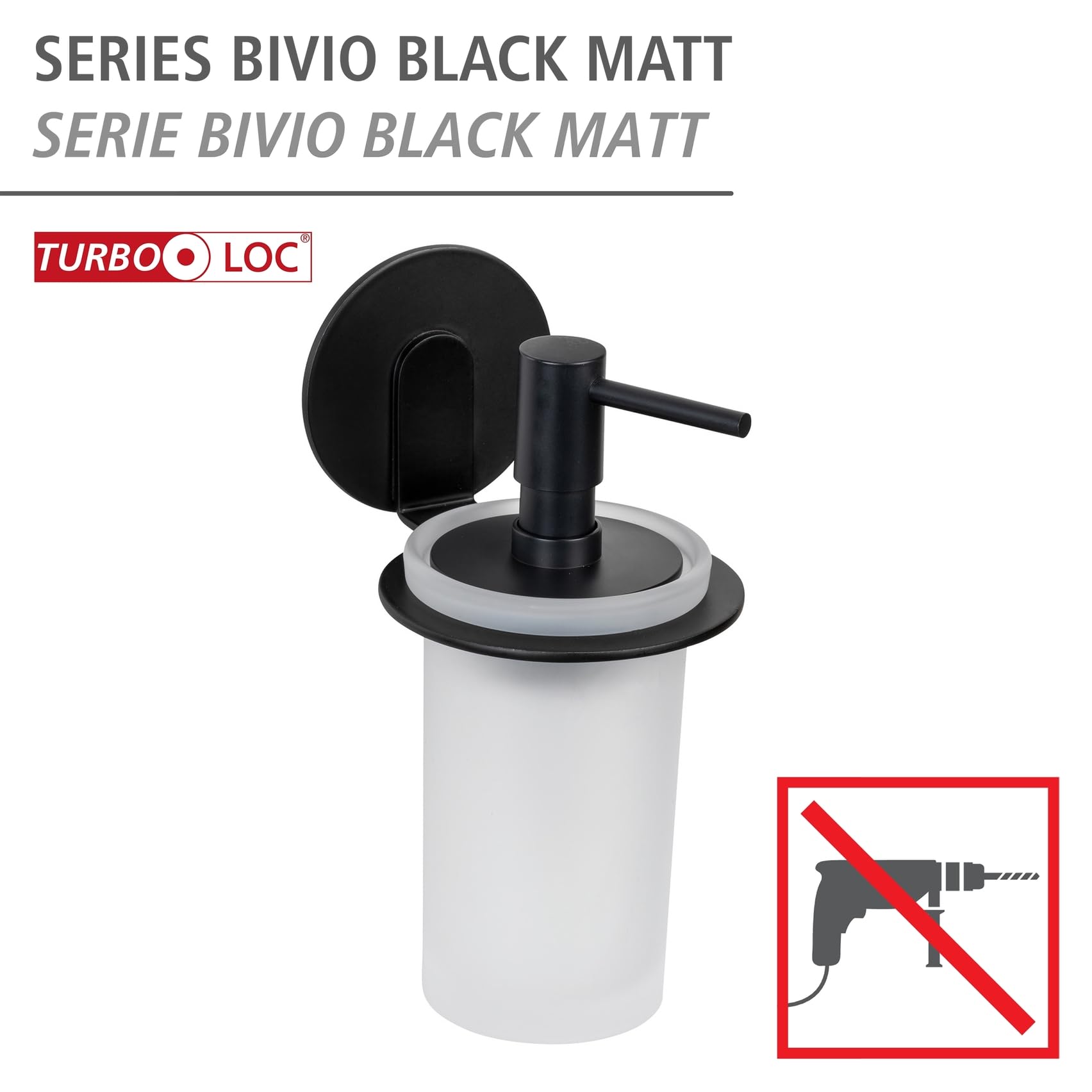 Wenko Bivio Black dispenser sapone da parete nero 150 ml