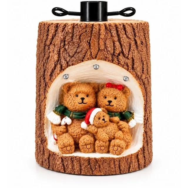 Cecaro Group Base Albero Tronco 35 cm Resina con LED Orsetti