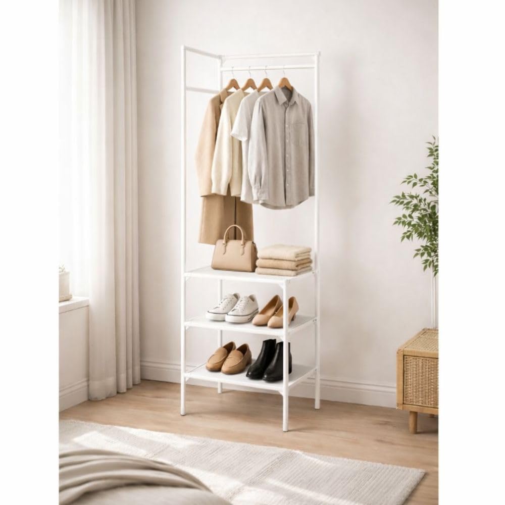 Cecaro Group Angolare appendiabiti 180x45x45 cm bianco 3 ripiani