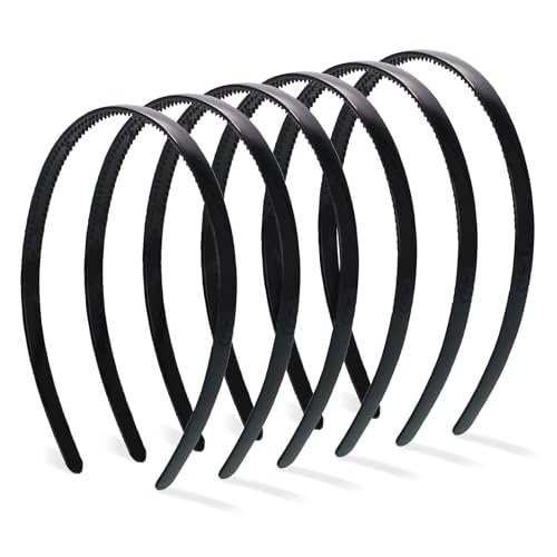 Quelcc Cerchietto Nero Sottile 8 mm 6 Pezzi con Denti
