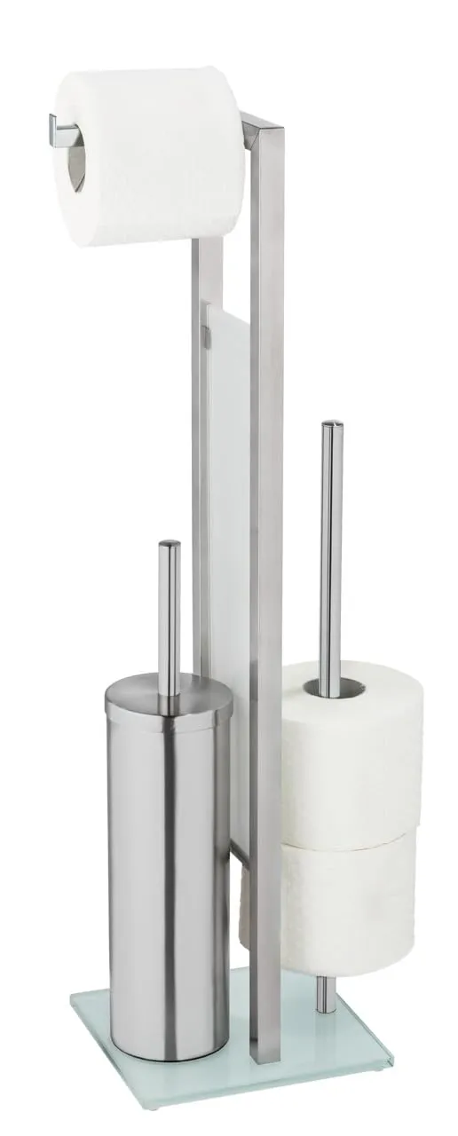 Wenko Rivalta set WC da terra acciaio argento 18x70x23