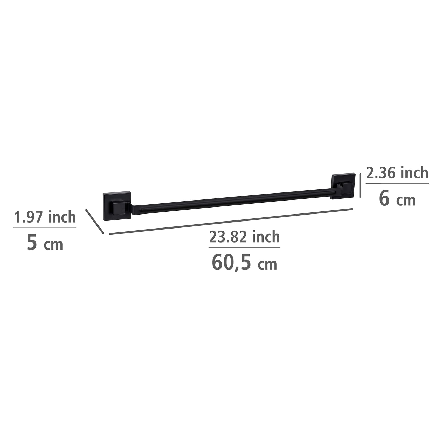 Wenko Vacuum-Loc Quadro Portasciugamani 60 cm Nero Acciaio